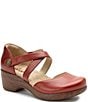 Color:Garnet - Image 1 - Savina Leather Ankle Strap Platform Clogs