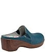 Color:Roman Candle Teal - Image 2 - Serenti Roman Candle Printed Leather Clogs
