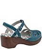 Color:Roman Candle Teal - Image 2 - Summer Roman Candle Leather Open Vamp T-Strap Platform Clogs