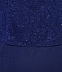 Color:Electric Blue - Image 5 - Glitter Embellished 3/4 Sleeve Square Neck Jacquard 2-Piece Jacket Gown
