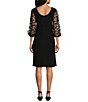 Alex Evenings 3-D Illusion Sleeve Crew Neck Cascade Ruffle Dress ...