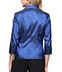 Alex Evenings 3/4 Sleeve Collared V-Neck Taffeta Blouse, Color:Royal - Image 2