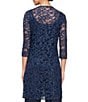 Color:Dark Navy - Image 2 - 3/4 Sleeve Crew Neck Lace Two Piece Twinset