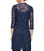 Alex Evenings 3/4 Sleeve Crew Neck Lace Two Piece Twinset, Color:Dark Navy - Image 2