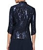 Color:Dark Navy - Image 2 - 3/4 Sleeve Mock Neck Sequin 2-Piece Twinset