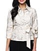 Alex Evenings 3/4 Sleeve Metallic Jacquard Button Front Blouse - Image 1
