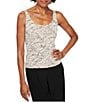 Color:Beige - Image 3 - Mock Neck 3/4 Sleeve Piping Glitter Embellished Printed 2-Piece Twinset