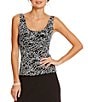 Alex Evenings Mock Neck 3/4 Sleeve Piping Glitter Embellished Printed 2-Piece Twinset, Color:Black/White - Image 2