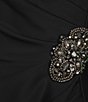Color:Black - Image 3 - Surplice V-Neck 3/4 Sleeve Ruffle Beaded Hip Detail Scuba Compression Sheath Dress