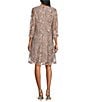 Color:Taupe - Image 2 - 3/4 Sleeve Scoop Neck Embroidered Scallop Trim Jacket Dress