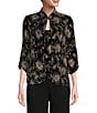 Color:Black/Taupe - Image 1 - 3/4 Sleeve Scoop Neck Printed 2-Piece Twinset