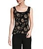 Color:Black/Taupe - Image 2 - 3/4 Sleeve Scoop Neck Printed 2-Piece Twinset