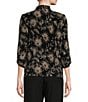 Color:Black/Taupe - Image 3 - 3/4 Sleeve Scoop Neck Printed 2-Piece Twinset