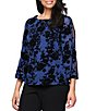 Alex Evenings 3/4 Sleeve Split Sleeve Top - Image 1