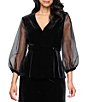 Alex Evenings 3/4 Sleeve Stretch Velvet Blouse - Image 1