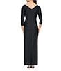 Alex Evenings Contour 3/4 Sleeve Surplice V-Neck Cascade Ruffle Skirt Gown - Image 2