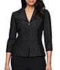 Alex Evenings 3/4 Sleeve Textured Jacquard Zip Jacket - Image 1