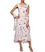 Color:Blush Multi - Image 1 - Cowl Neck Burnout Floral Print Sleeveless Midi Shawl Dress