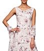 Color:Blush Multi - Image 3 - Cowl Neck Burnout Floral Print Sleeveless Midi Shawl Dress