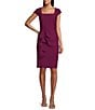 Alex Evenings Cap Sleeve Square Neck Front Cascade Ruffle Dress, Color:Passion - Image 1