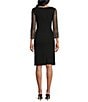 Alex Evenings Cowl Neck 3/4 Beaded Illusion Sleeve Metallic Knit Sheath Dress, Color:Black - Image 2