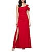 Alex Evenings Crepe One Shoulder A-Line Gown, Color:Red - Image 1