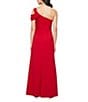 Alex Evenings Crepe One Shoulder A-Line Gown, Color:Red - Image 2