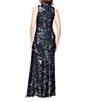 Alex Evenings Crew Neck Sleeveless Floral Sequin Sheath Dress - Image 4