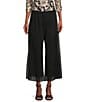 Color:Black - Image 1 - Cropped Wide Leg Flowy Pants
