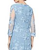 Color:Hydrangea - Image 4 - Jewel Neck Floral Embroidered 3/4 Sleeve 2-Piece Jacket Dress