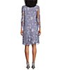 Color:Lavender - Image 2 - Jewel Neck Floral Embroidered 3/4 Sleeve 2-Piece Jacket Dress