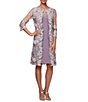 Alex Evenings Round Neck Floral Embroidered 3/4 Sleeve Jacket Dress ...