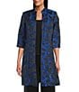 Alex Evenings Floral Print Duster 2-Peice Jacket Set, Color:Black Royal - Image 1