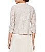 Color:Taupe - Image 5 - Glitter Lace 3/4 Sleeve Square Neck Scallop Hem Bodice 2-Piece Jacket Gown