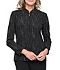 Alex Evenings Jacquard Knit Zip Front 3/4 Sleeve Jacket - Image 1