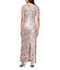 Alex Evenings Long Floral Print Sequin Gown, Color:Blush Multi - Image 2