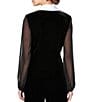 Alex Evenings Long Sleeve Collared Side Button Velvet Blouse, Color:Black/White - Image 2