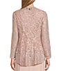 Color:Shell Pink - Image 2 - Long Sleeve Square Neck Elongated Lace 2-Piece Twinset