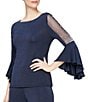 Alex Evenings Metallic Knit 3/4 Beaded Cascade Bell Sleeve Blouse - Image 3