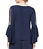 Alex Evenings Metallic Knit 3/4 Beaded Cascade Bell Sleeve Blouse - Image 4