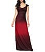 Alex Evenings Ombre Glitter Mesh Cowl Neck Cap Sleeve Gown, Color:Wine Multi - Image 1