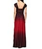 Alex Evenings Ombre Glitter Mesh Cowl Neck Cap Sleeve Gown, Color:Wine Multi - Image 2