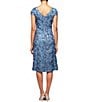 Color:Brushed Periwinkle - Image 2 - Petite Size Round Neck Cap Sleeve A-Line Rosette Midi Dress
