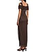 Alex Evenings Petite Size Cowl Square Neck Cap Sleeve Cold Shoulder Ruched Side Glitter Mesh Gown - Image 4