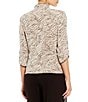 Color:Beige - Image 2 - Petite Size Glitter Printed 3/4 Sleeve Twinset
