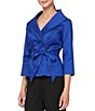 Alex Evenings Petite Size 3/4 Sleeve Portrait Collar Taffeta Blouse - Image 1