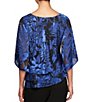Alex Evenings Petite Size Illusion Elbow Length Sleeve Boat Neck Asymmetrical Hem Triple Tier Chiffon Blouse - Image 2