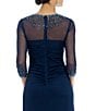 Color:Dark Navy - Image 4 - Petite Size Sweetheart Neck 3/4 Sleeve Stretch A-Line Gown