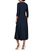 Alex Evenings Petite Size Scoop Neck 3/4 Sleeve Beaded Midi 2-Piece Jacket Dress, Color:Navy - Image 2