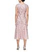 Alex Evenings Petite Size Boat Neck Cap Sleeve Beaded Midi Dress, Color:Rose - Image 2